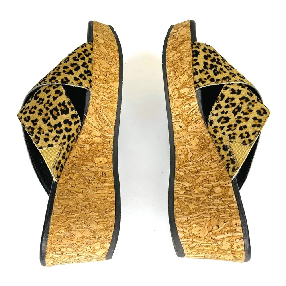 Donald J Pliner Animal Print Seva Cross Cork Sandal Wedge Size 8 - Picture 6 of 7